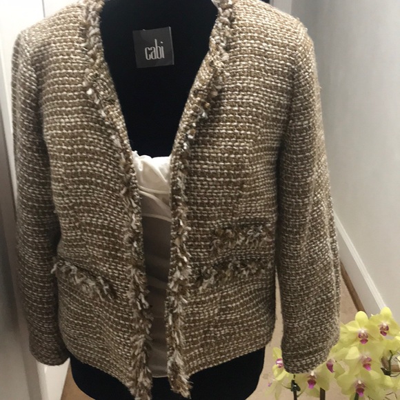 CAbi Jackets & Blazers - Cabi ‘Phoebe’ gold/cream tweed, blazer; size Med